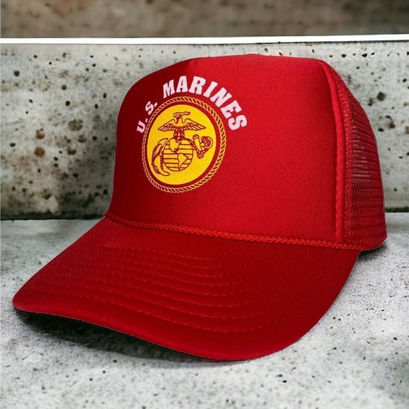Casquette Trucker Vintage Années 80 US Marine Corps - À Grille Mesh Et Patch - Style Rétro